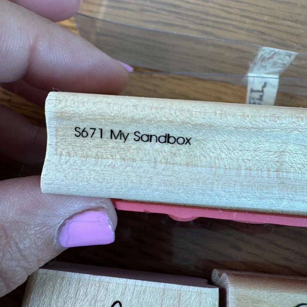 Close To My Heart My‎ Sandbox Wood Mounted Rubber Stamp Set S671 7pc CTMH Wagon